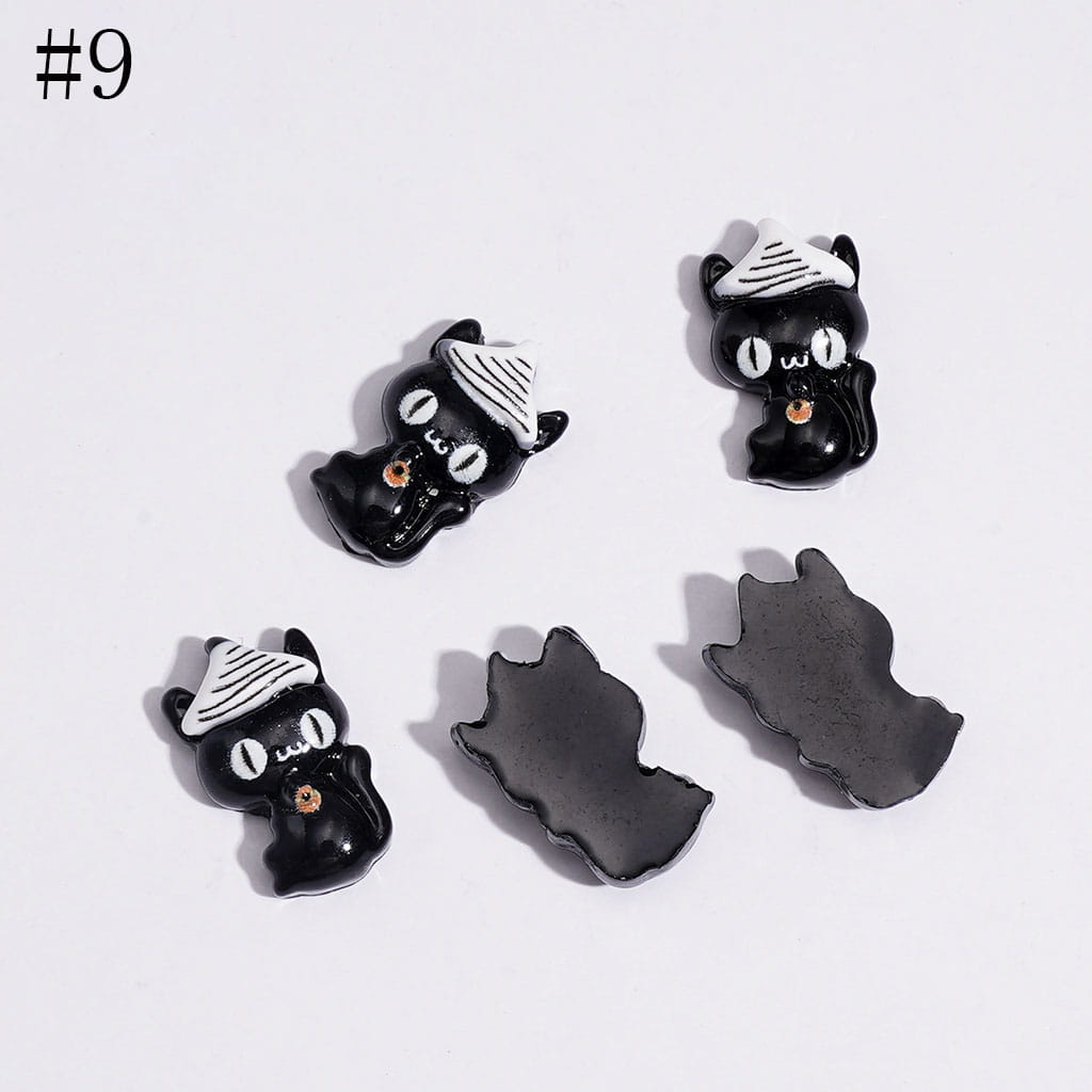 Spooky Festive Series Mini Pumpkin, Bat, Magic Hat, Cat, Cross, Skull, and Bowtie Design Halloween Theme Charms for Jewelry Accessories