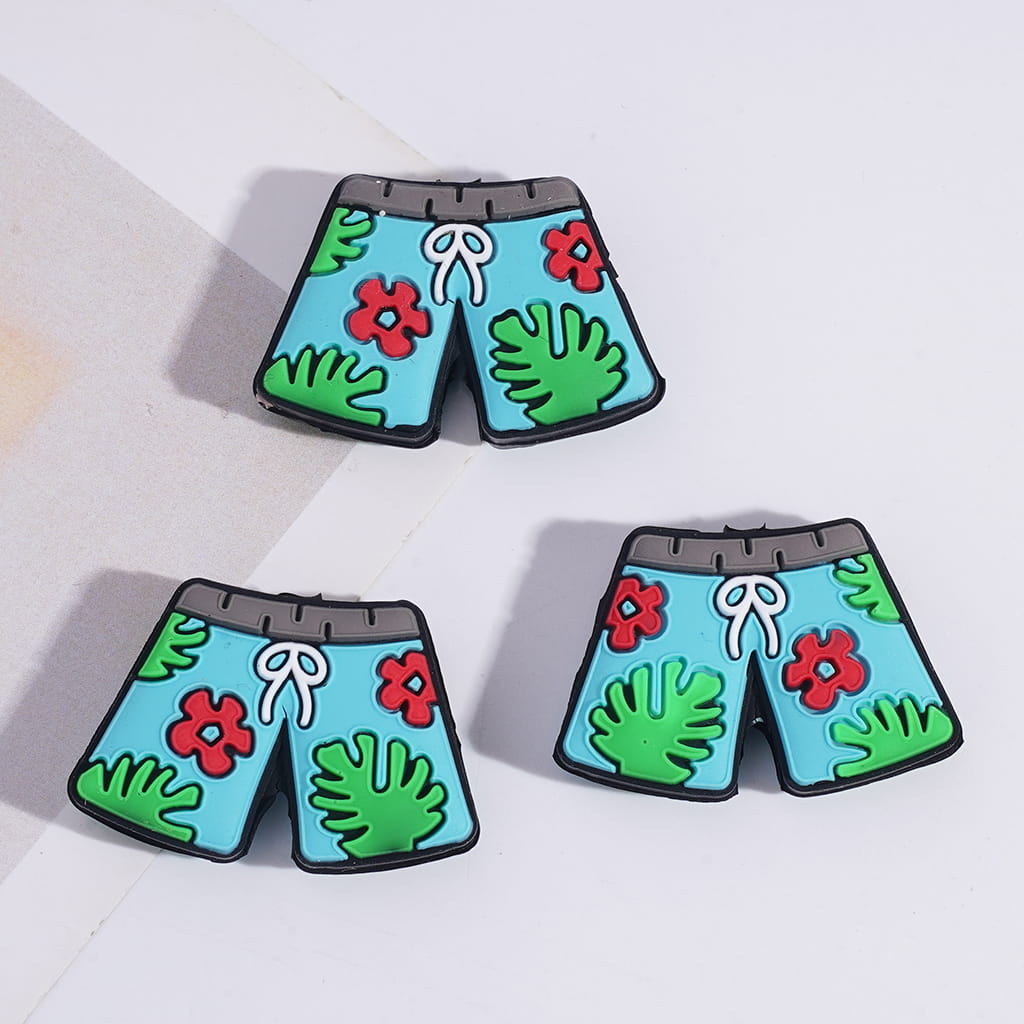 Teal Hawaiian Style Short-Sleeve and Shorts Silicone Focal Beads