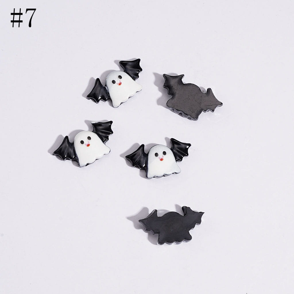 Spooky Festive Series Mini Pumpkin, Bat, Magic Hat, Cat, Cross, Skull, and Bowtie Design Halloween Theme Charms for Jewelry Accessories