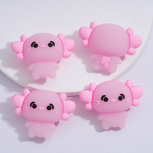 Cute 3D Pink Axolotl Design Style for Crafts Silicone Focal Beads