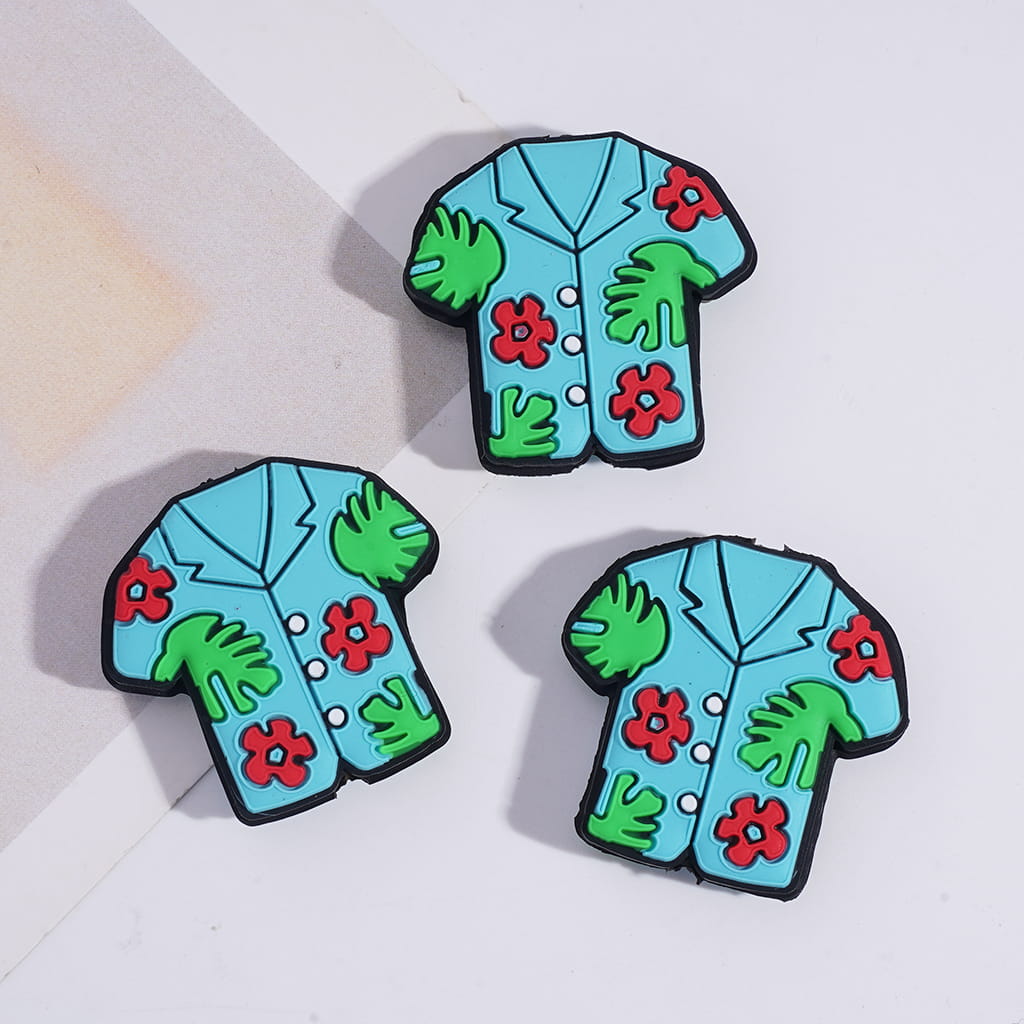Teal Hawaiian Style Short-Sleeve and Shorts Silicone Focal Beads