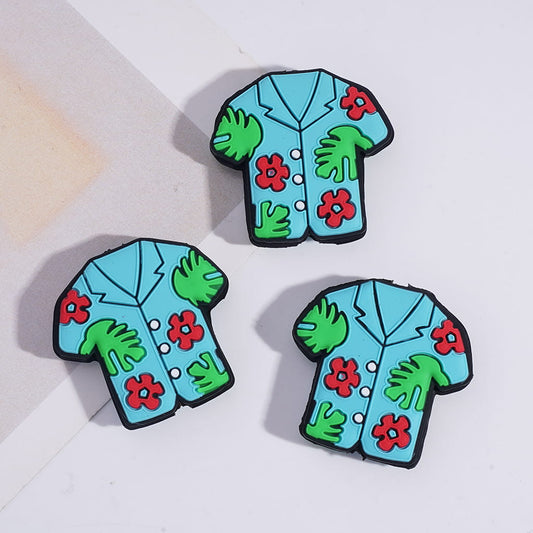 Teal Hawaiian Style Short-Sleeve and Shorts Silicone Focal Beads