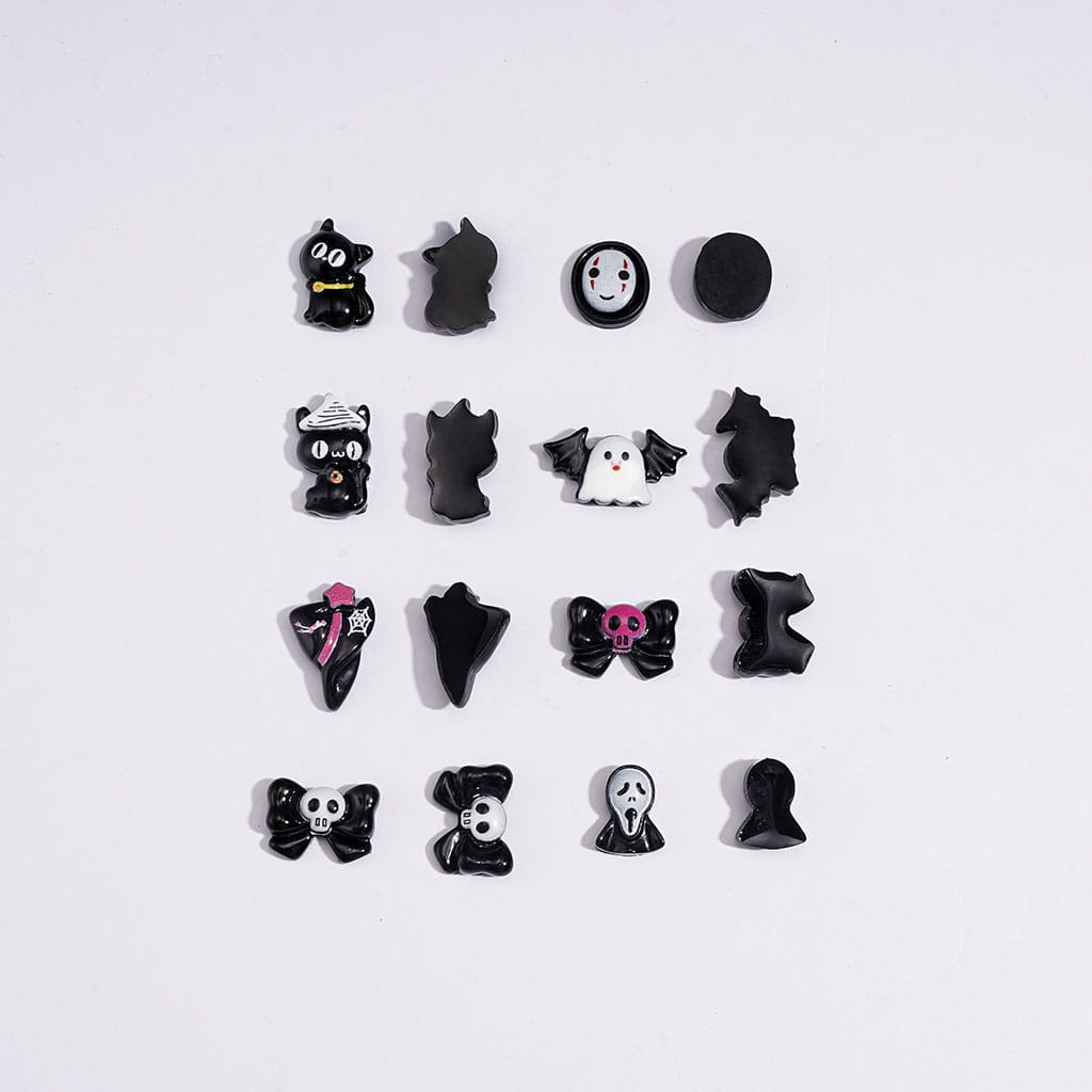Spooky Festive Series Mini Pumpkin, Bat, Magic Hat, Cat, Cross, Skull, and Bowtie Design Halloween Theme Charms for Jewelry Accessories