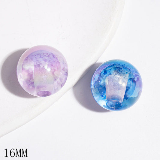 UV-Coated Abstract Cloud Pattern Round Acrylic Beads for Bracelets, 16MM, Multicolor, Random Mix