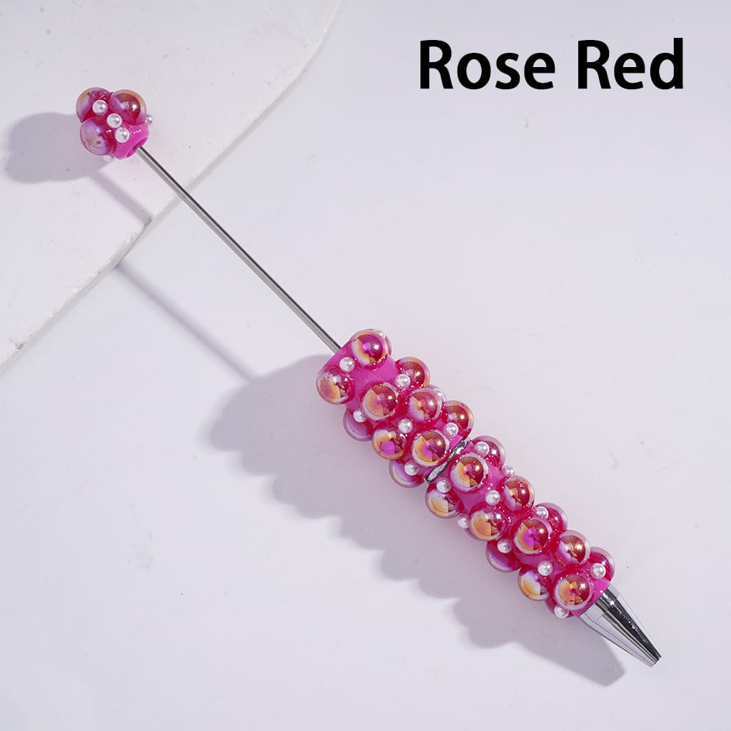 Beadable Pens with UV Coating Half-Shell Pearls and Small White Pearls, Multi-Color