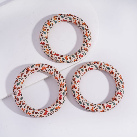 Soft Round Ring on Horse Print Silicone Focal Beads 65MM