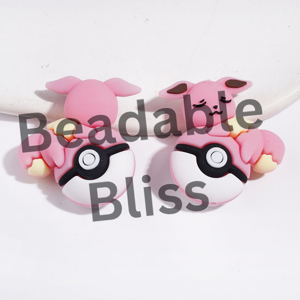 3D Cute Elf Character Resting on Magic Ball Silicone Focal Beads, 31*33MM, Multi-Color