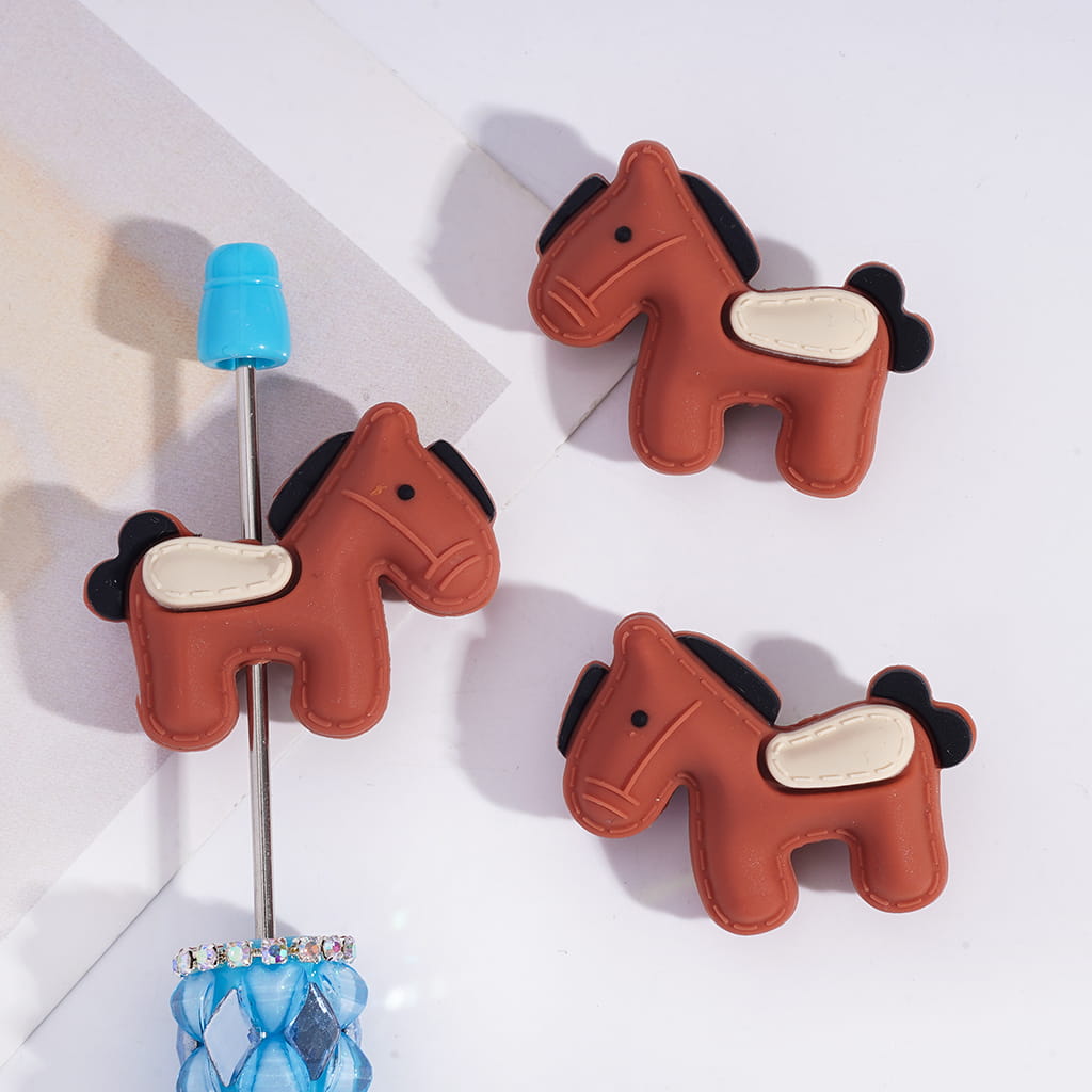 3D Animal Horse Series in Various Colors Silicone Focal Beads