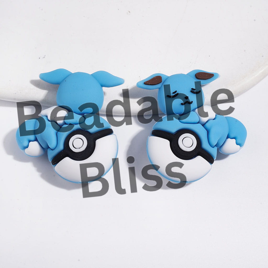 3D Cute Elf Character Resting on Magic Ball Silicone Focal Beads, 31*33MM, Multi-Color