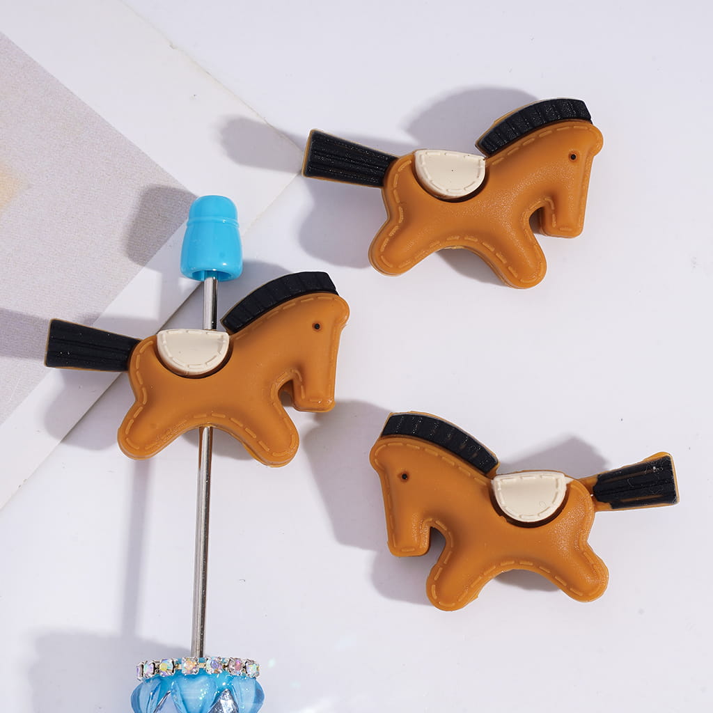 3D Animal Horse Series in Various Colors Silicone Focal Beads