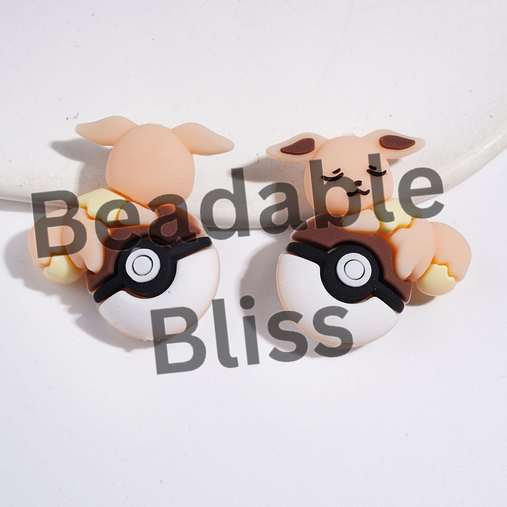 3D Cute Elf Character Resting on Magic Ball Silicone Focal Beads, 31*33MM, Multi-Color