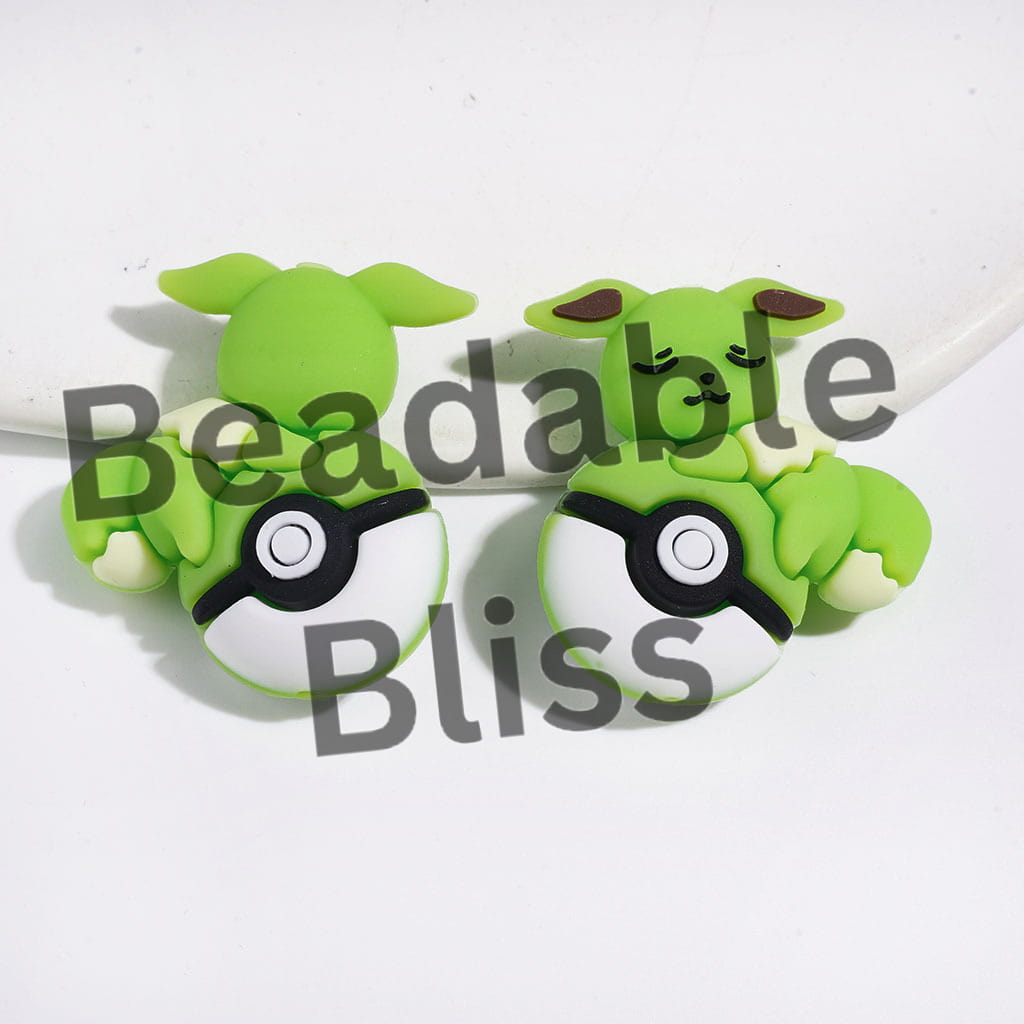 3D Cute Elf Character Resting on Magic Ball Silicone Focal Beads, 31*33MM, Multi-Color