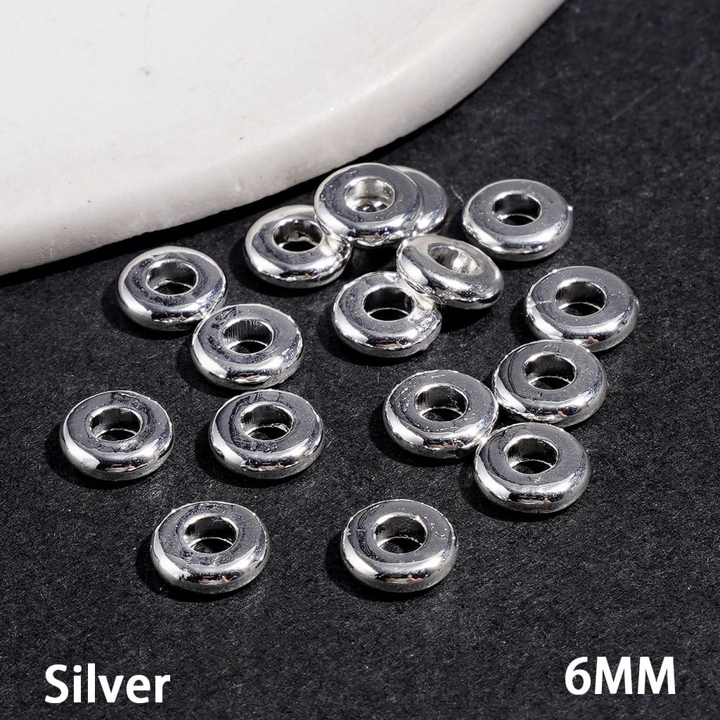 Classic Round Shaped Metal Spacer Beads, 6MM, Silver & Gold