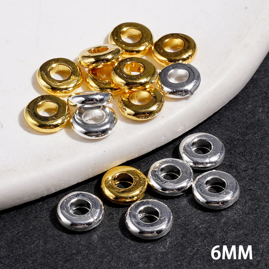 Classic Round Shaped Metal Spacer Beads, 6MM, Silver & Gold