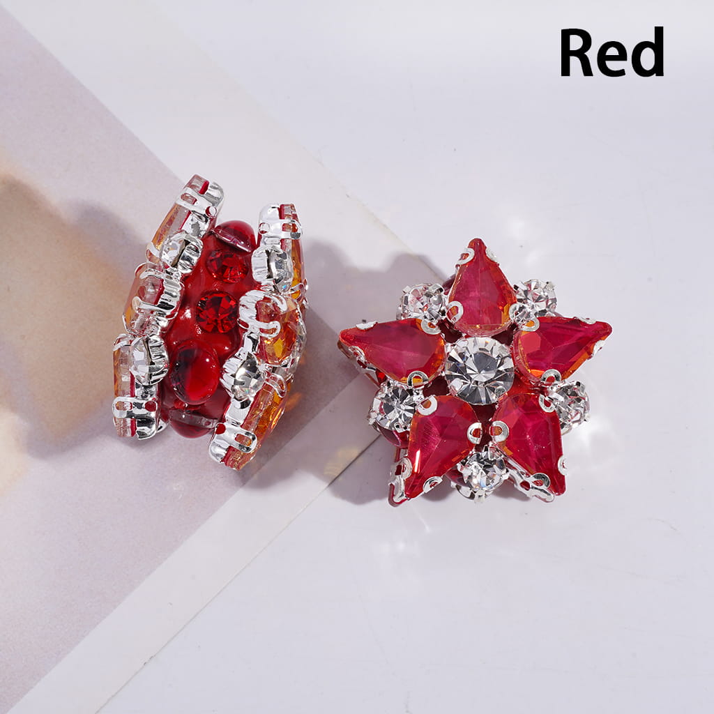 Alloy Five-Pointed Flower with Laser Iridescent and Clear Rhinestones Clay Beads 30*30MM