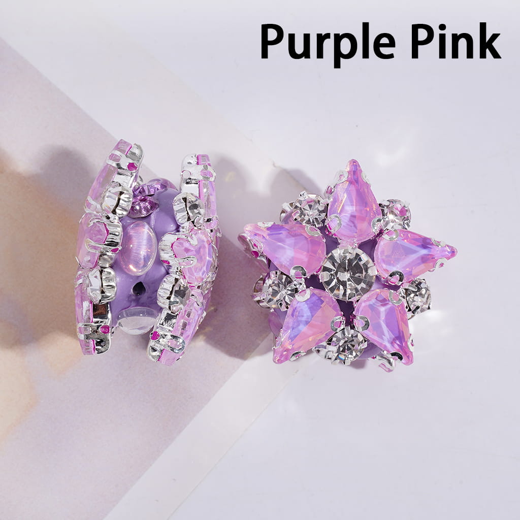 Alloy Five-Pointed Flower with Laser Iridescent and Clear Rhinestones Clay Beads 30*30MM