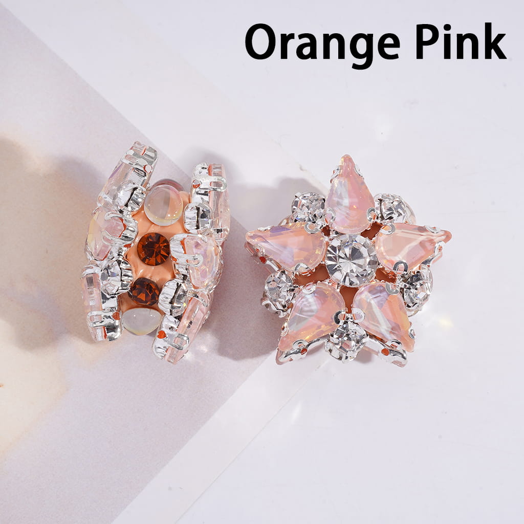 Alloy Five-Pointed Flower with Laser Iridescent and Clear Rhinestones Clay Beads 30*30MM