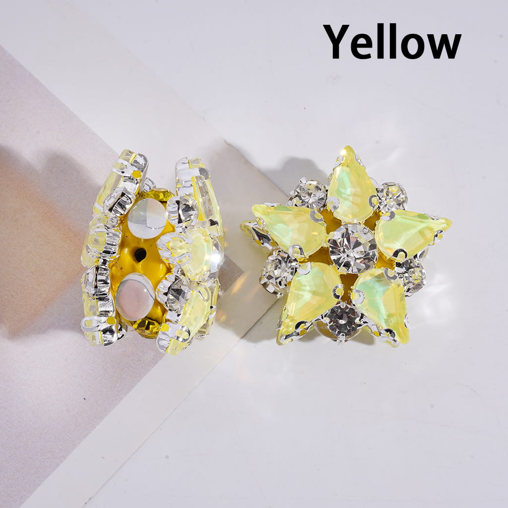 Alloy Five-Pointed Flower with Laser Iridescent and Clear Rhinestones Clay Beads 30*30MM