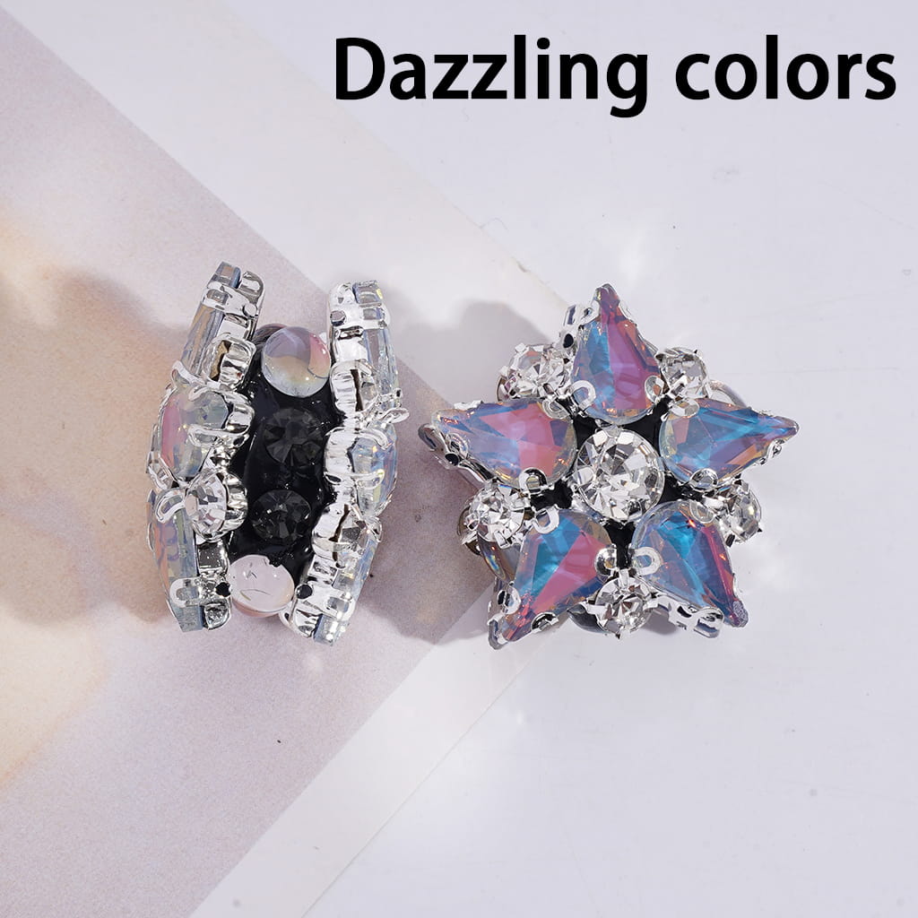 Alloy Five-Pointed Flower with Laser Iridescent and Clear Rhinestones Clay Beads 30*30MM