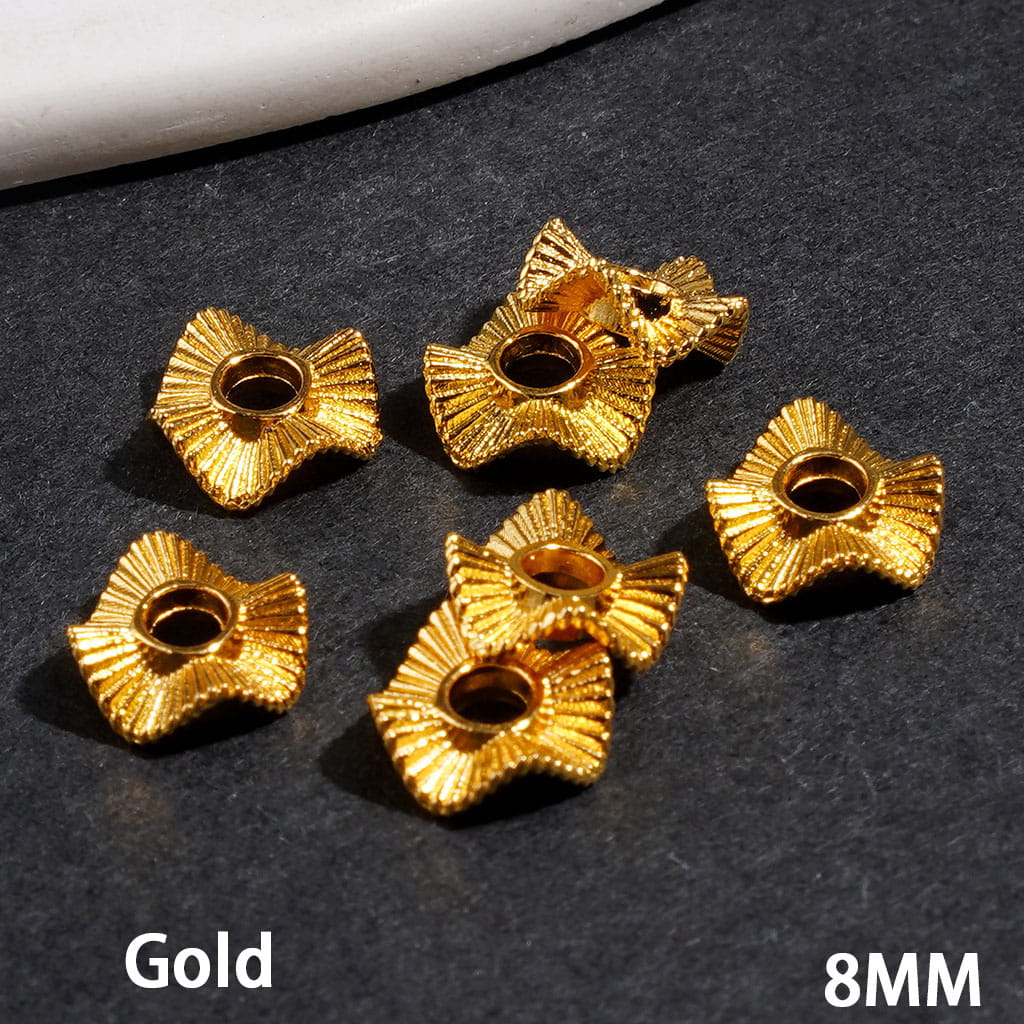 Tiny Wavy-Shaped Lotus Leaf Metal Spacer Beads with Stripes, 8MM, Multi-Color