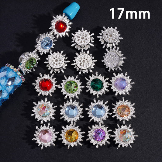 Vivid Sun with Bling Bling Round Rhinestone, DIY Silver Metal Beads 17MM, Random Mix (The Hole can all be Passed Through)