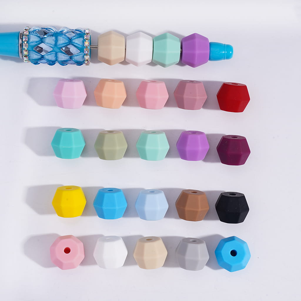 Multi‑Faceted Solid Color Silicone Bead 18mm Random Mix