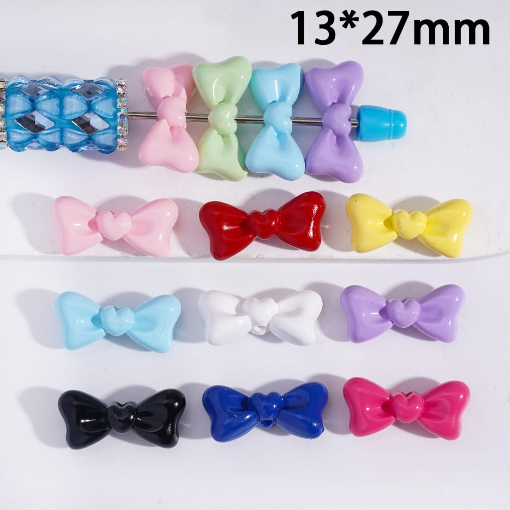 Mini Multicolor Bowtie Acrylic Beads 13*27 MM Random Mix