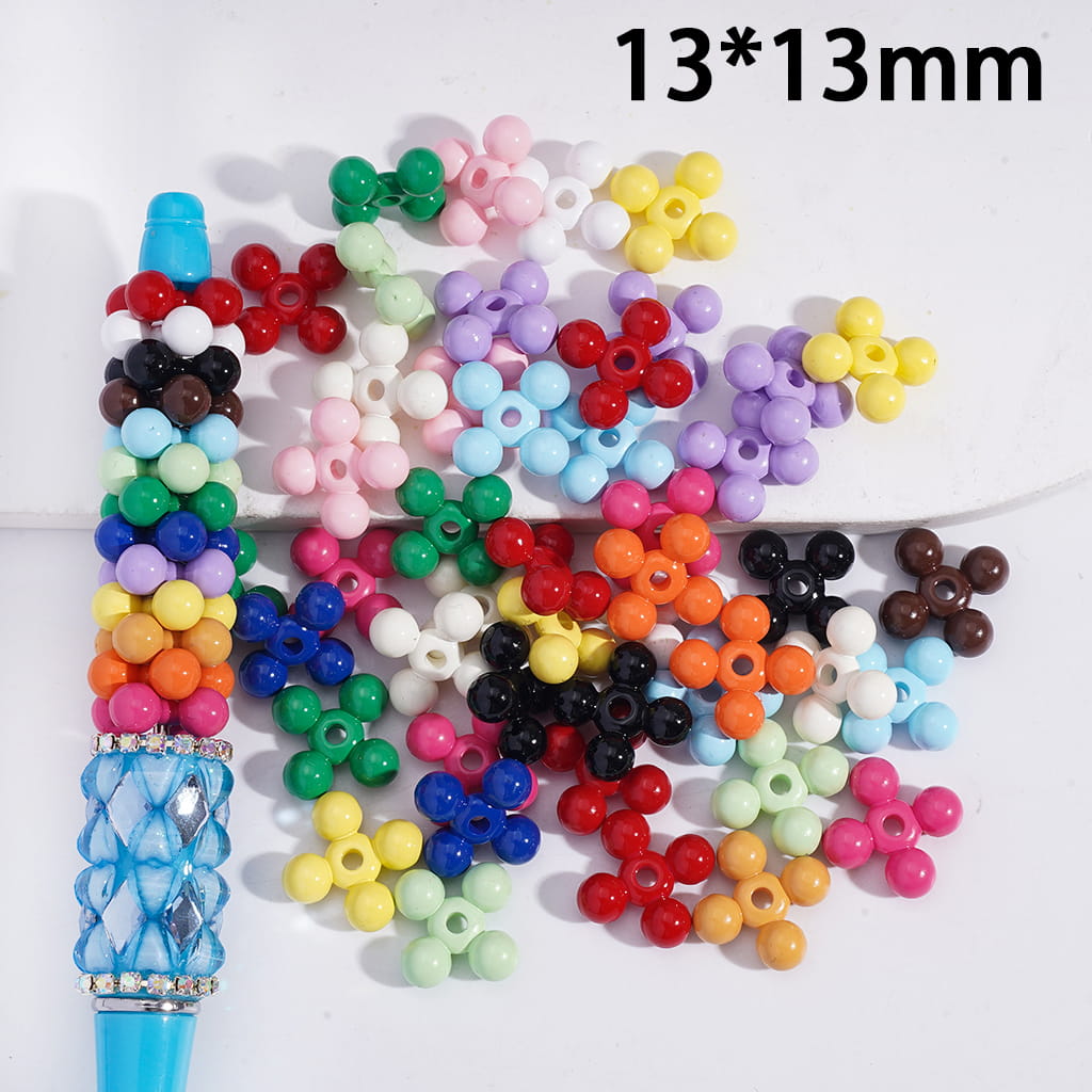 Flower‑Shape by Mini Round Solid Color Acrylic Spacer Beads 13*3 MM Random Mix