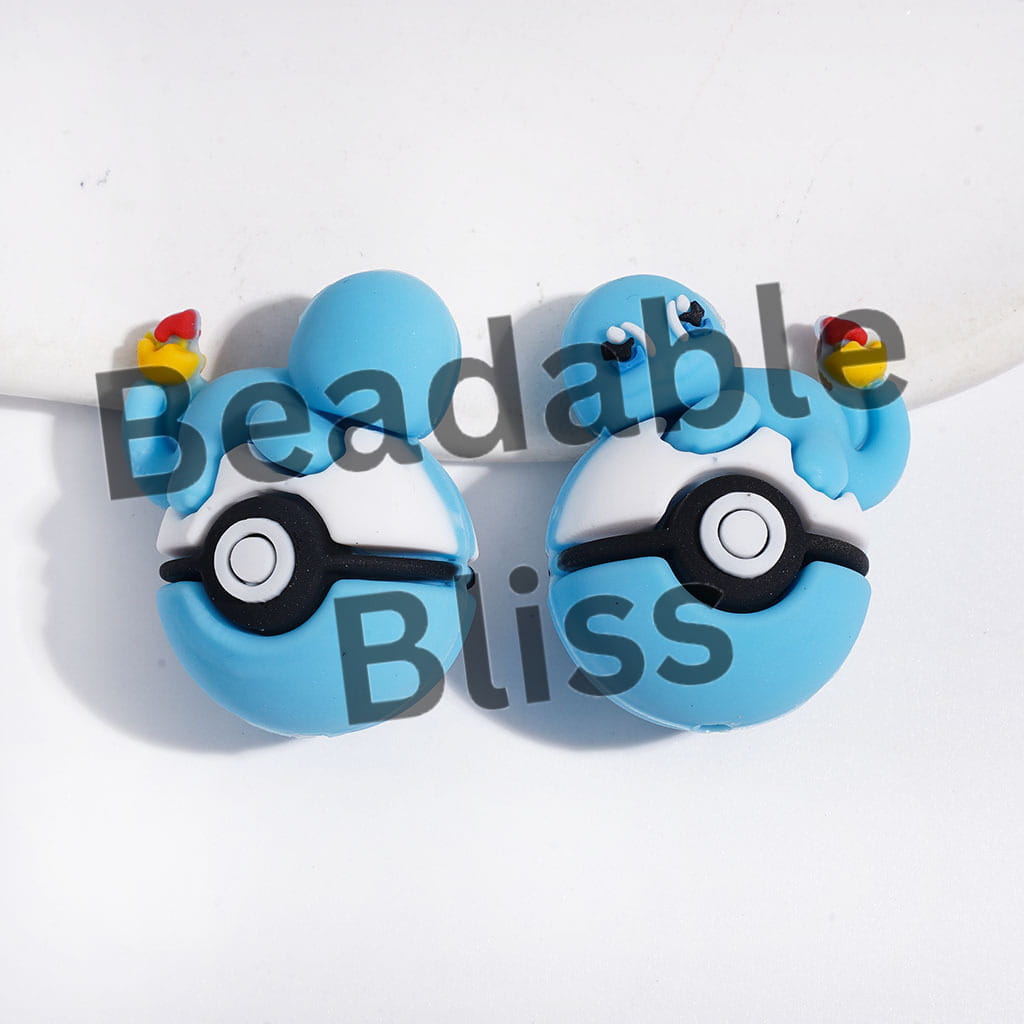 Silicone Focal Beads 3D Fiery Dragon Character Lying on Magic Ball, 23*29MM, Multi-Color