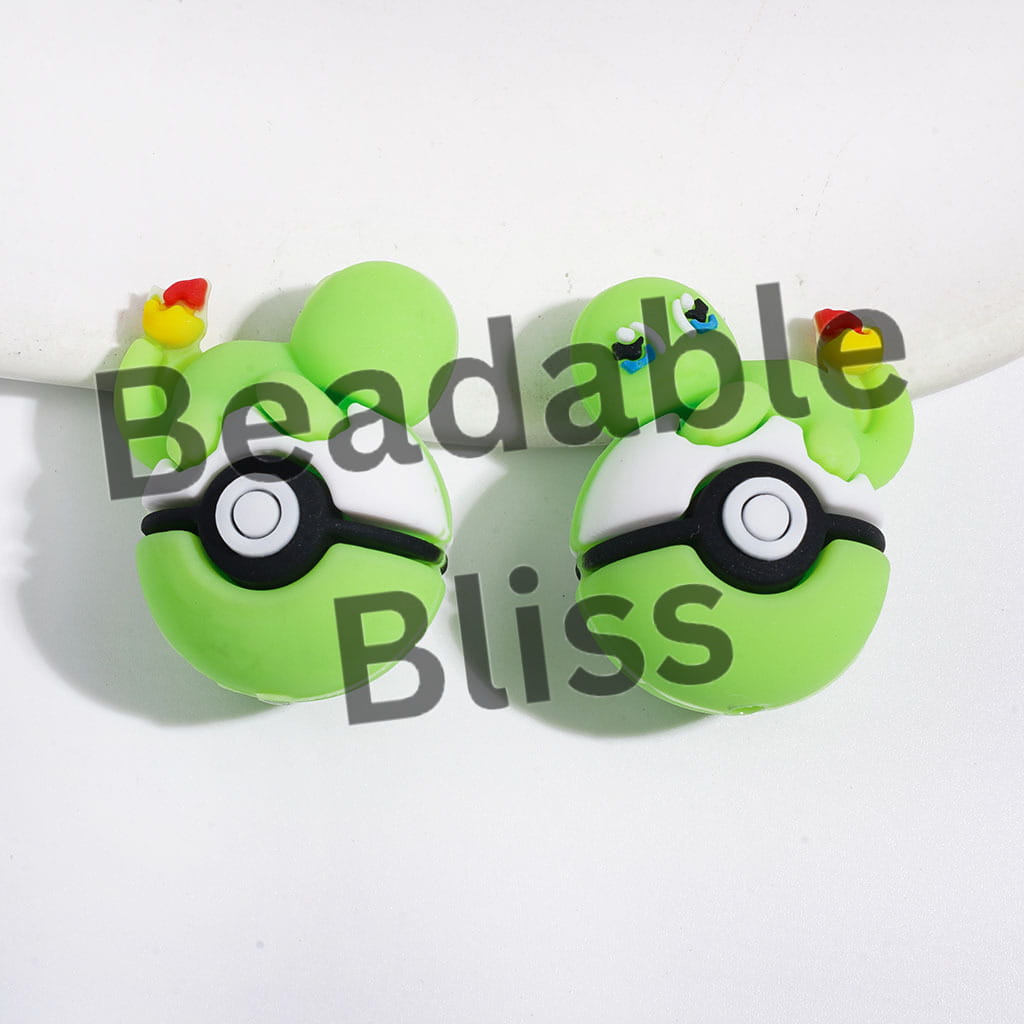 Silicone Focal Beads 3D Fiery Dragon Character Lying on Magic Ball, 23*29MM, Multi-Color
