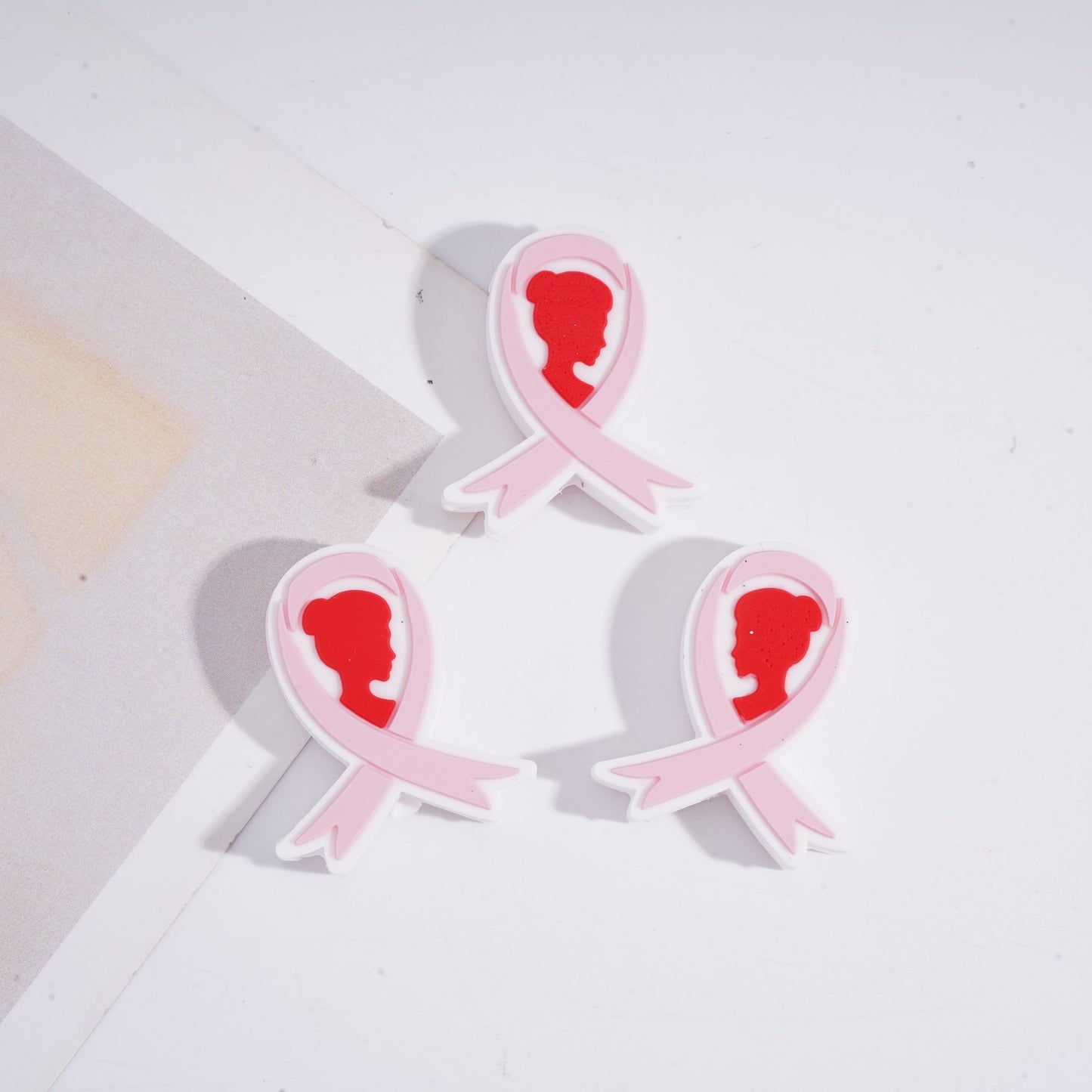 Blue & Pink Awareness Girl Portrait Ribbon Silicone Focal Beads