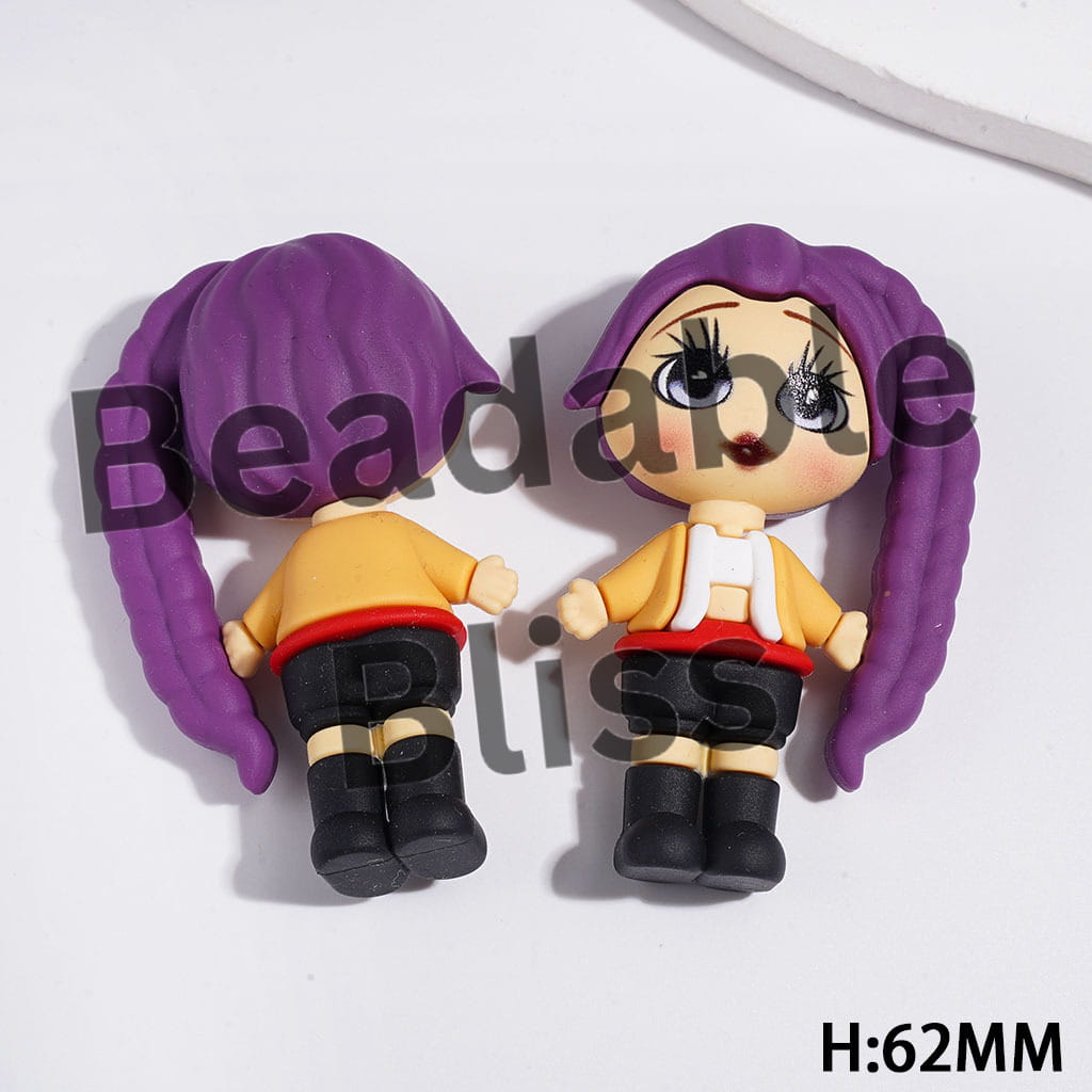 Adorable Girl Band Character Three Assorted Styles Soft PVC Rubber Figurines, 62MM, No-Hole