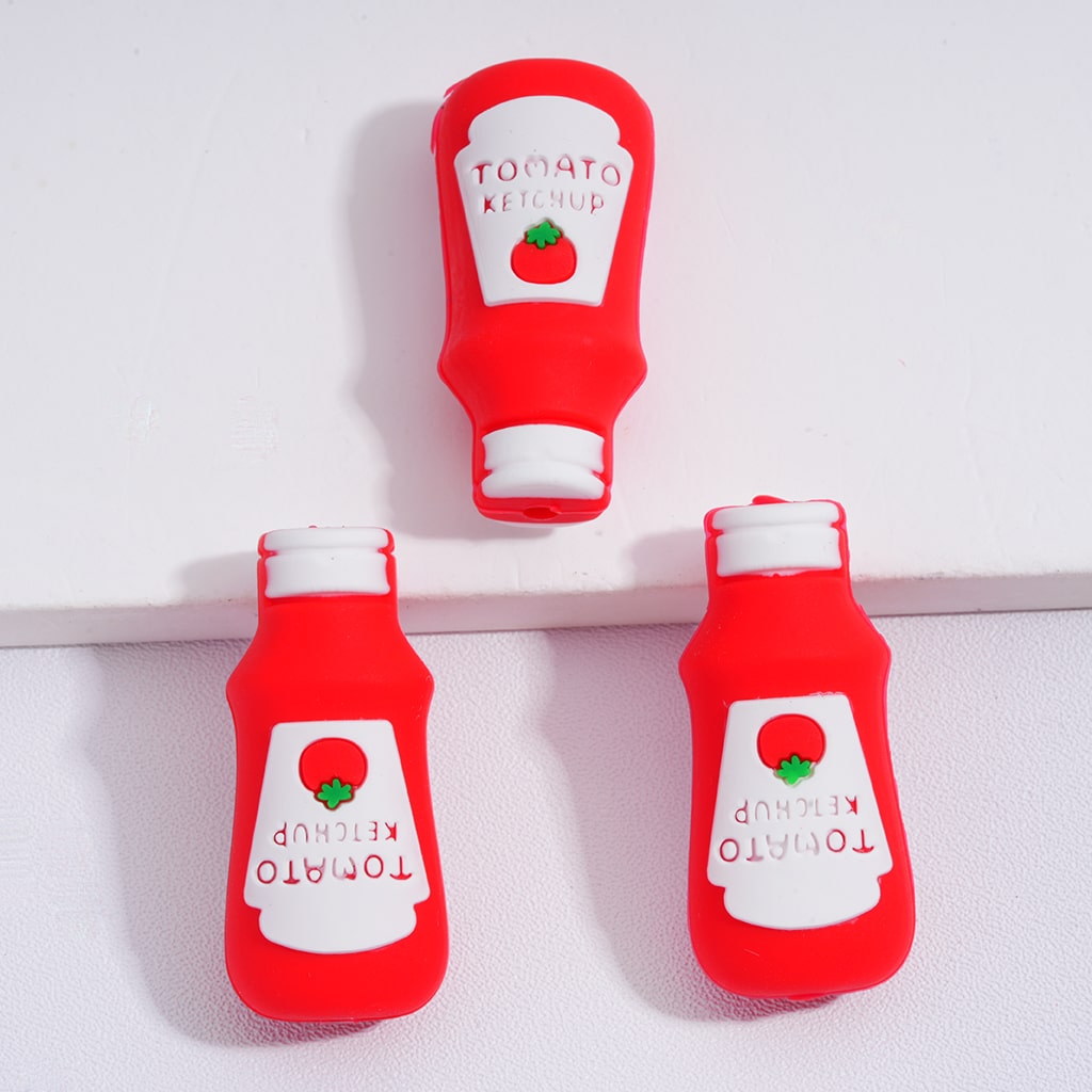 3D Jam Series Silicone Focal Beads Tomato Ketchup Pepper Jam Strawberry Jam Blueberry Jam Milk Peanuts