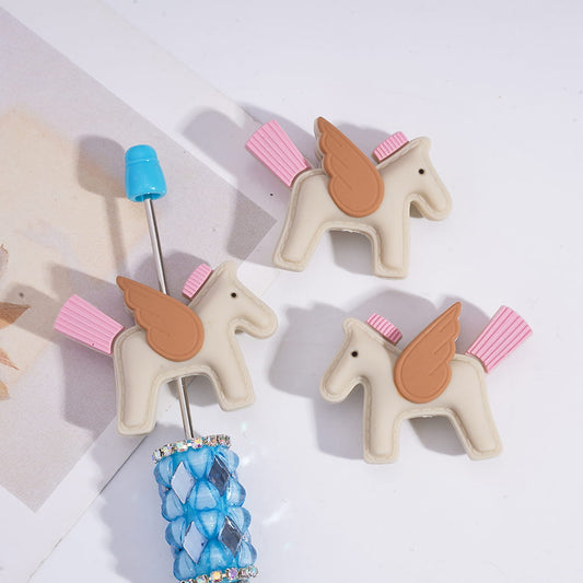 3D Cute Animal Pony Horse with Wings Silicone Focal Beads