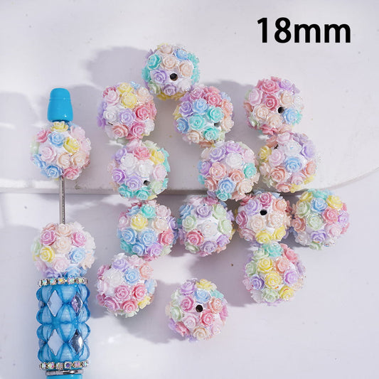 UV Coating Various Colors Rose Flowers in Process, Clay Beads 18MM