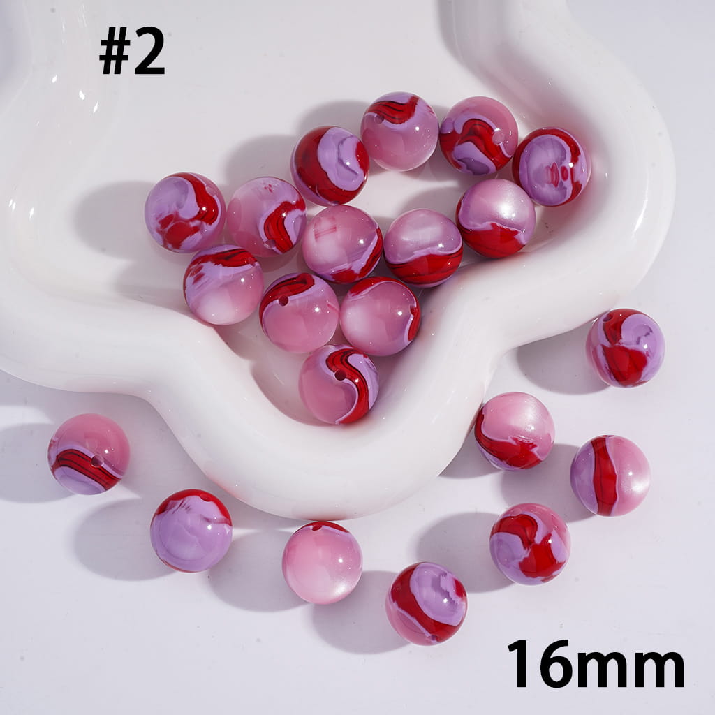 Layered Texture Multi‑Color Round Acrylic Bracelet Beads 16MM