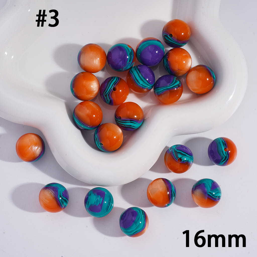 Layered Texture Multi‑Color Round Acrylic Bracelet Beads 16MM