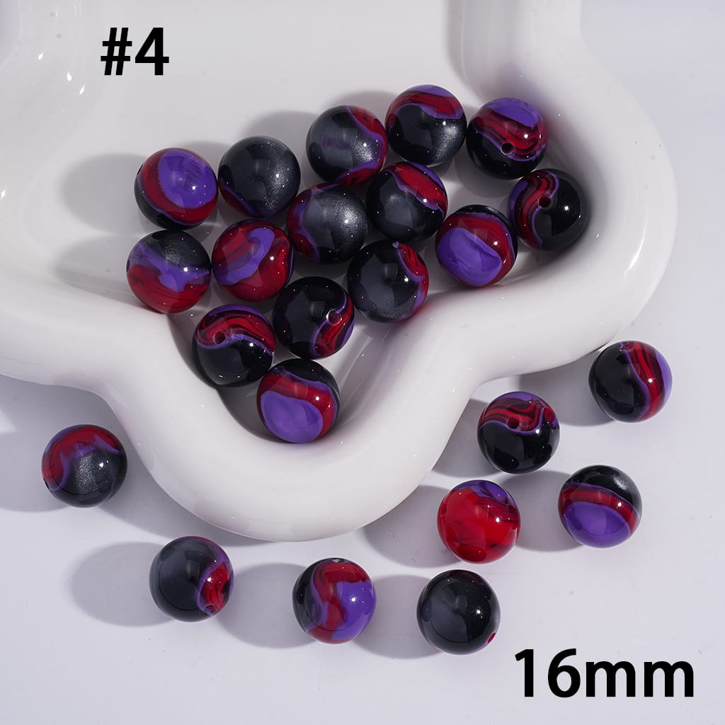 Layered Texture Multi‑Color Round Acrylic Bracelet Beads 16MM
