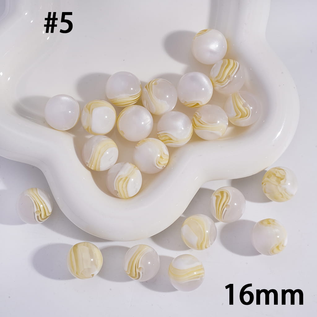 Layered Texture Multi‑Color Round Acrylic Bracelet Beads 16MM