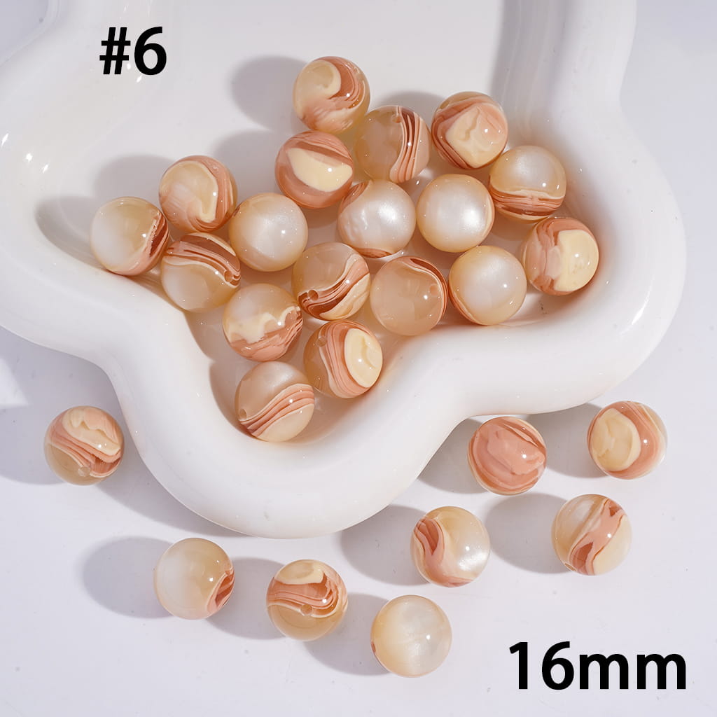 Layered Texture Multi‑Color Round Acrylic Bracelet Beads 16MM