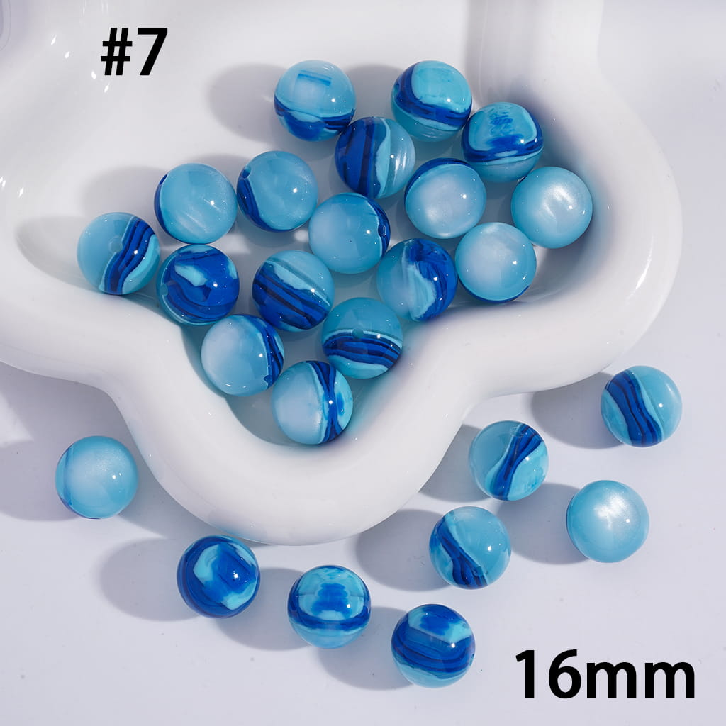 Layered Texture Multi‑Color Round Acrylic Bracelet Beads 16MM