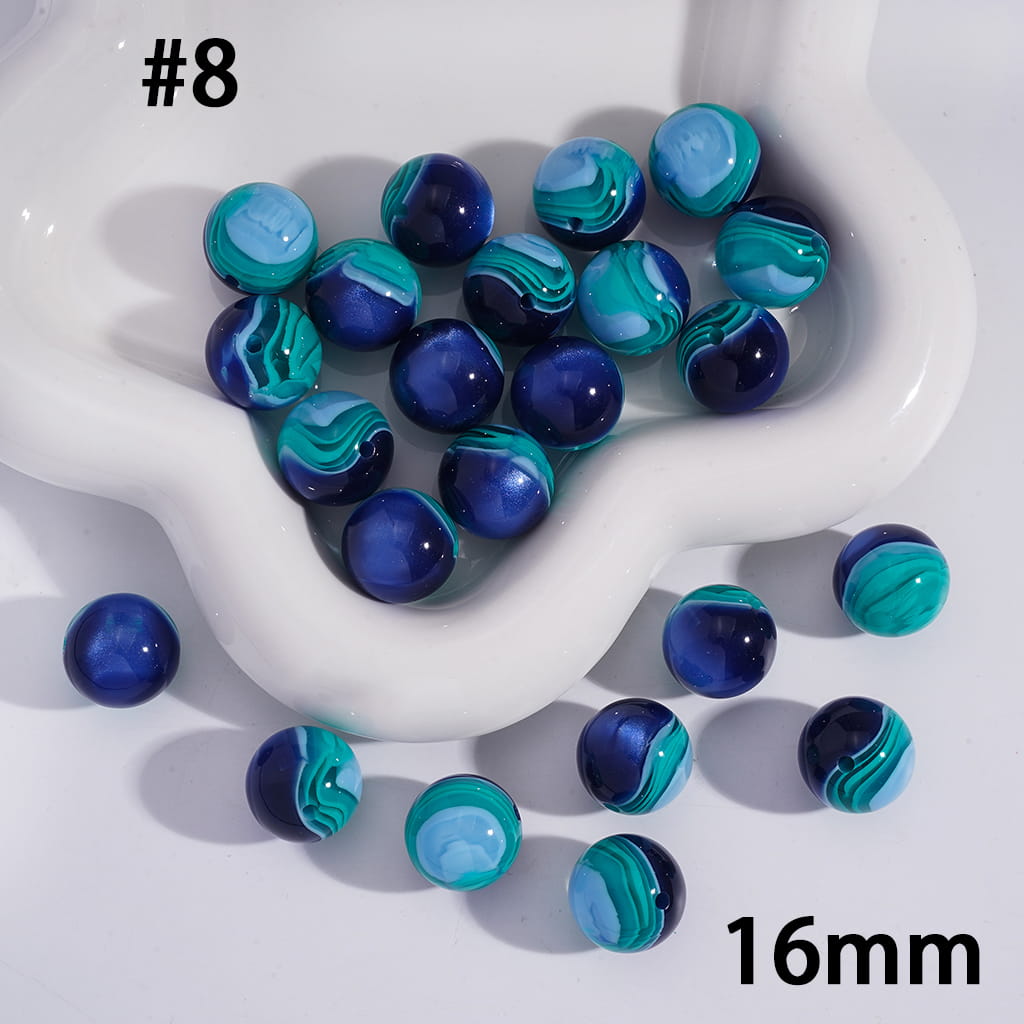 Layered Texture Multi‑Color Round Acrylic Bracelet Beads 16MM