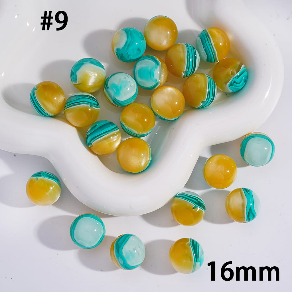 Layered Texture Multi‑Color Round Acrylic Bracelet Beads 16MM