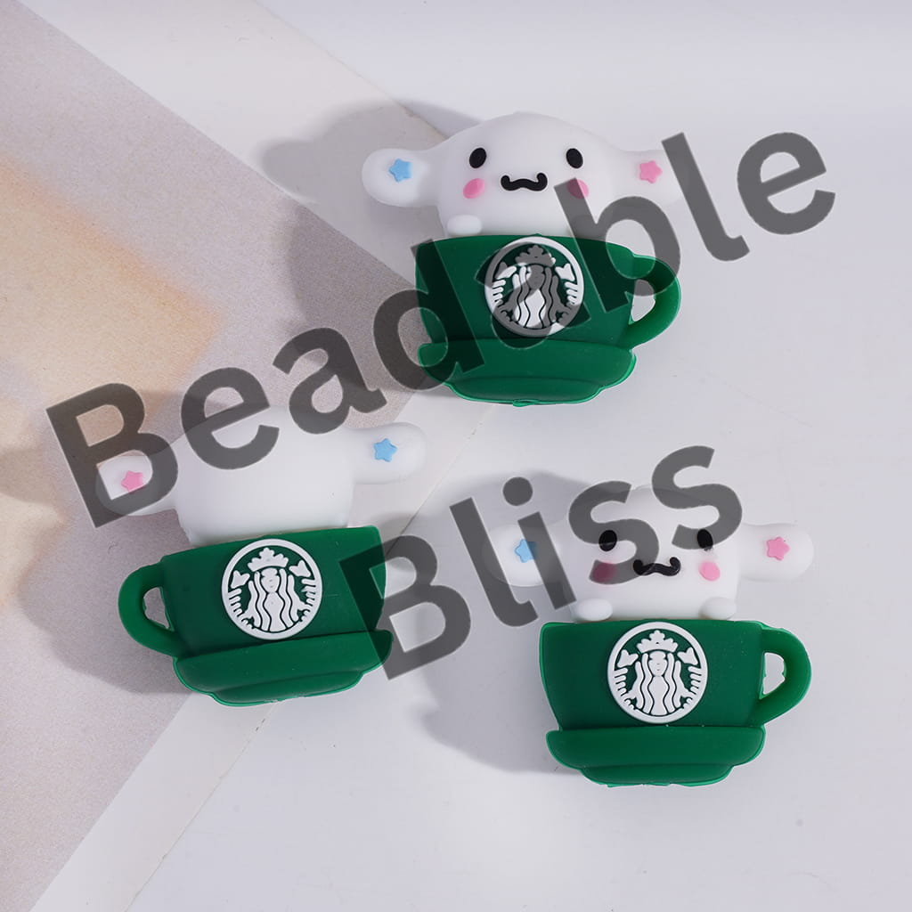 Silicone Focal Beads 3D Adorable Character Coffee Cup Style