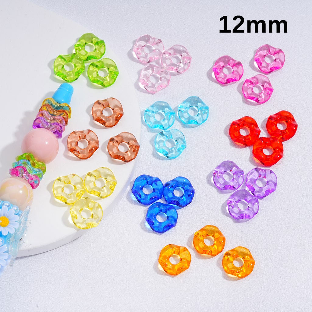 Wavy Translucent Shape Spacer Acrylic Beads Multi-Color 12MM (Single Color is available for 1450pcs(whole bag) Only)