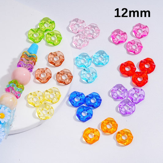 Wavy Translucent Shape Spacer Acrylic Beads Multi-Color 12MM (Single Color is available for 1450pcs(whole bag) Only)