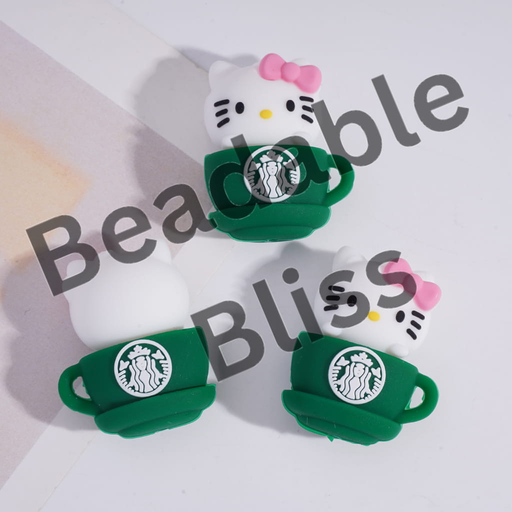 Silicone Focal Beads 3D Adorable Character Coffee Cup Style