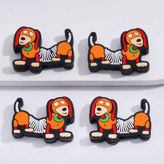 Little Cute Sausage Dog with Green Collar Silicone Focal Beads