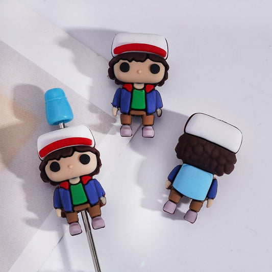 3D Horror Boy in Hat & Blue Jacket Silicone Focal Beads