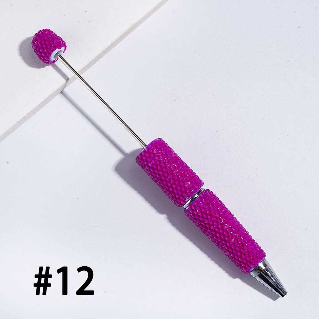 Beadable Clay Pens Luminous with Shiny Rhinestones Covering the Entire Pen, Fluorescence Color